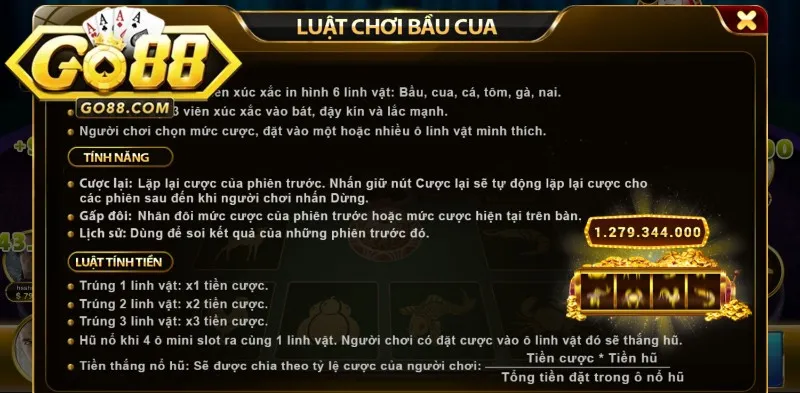 Quy tắc đặt cược Bầu Cua Go88