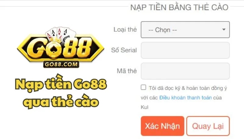 Nạp tiền Go88 qua thẻ cào