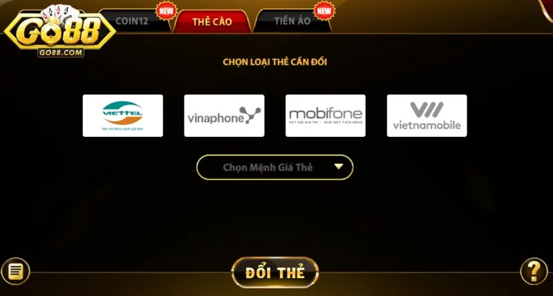 Rút tiền Go88 qua thẻ cào