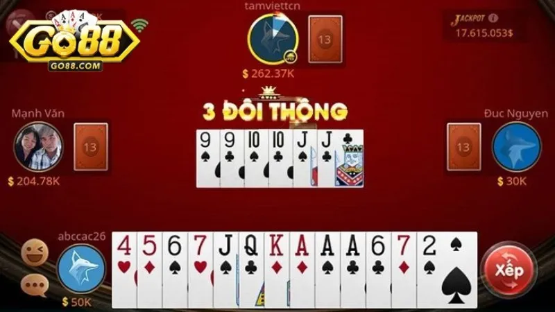 Các lá bài trong trò tiến lên đếm lá